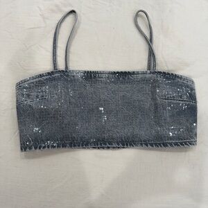 Zara Gray Sequin Crop Top